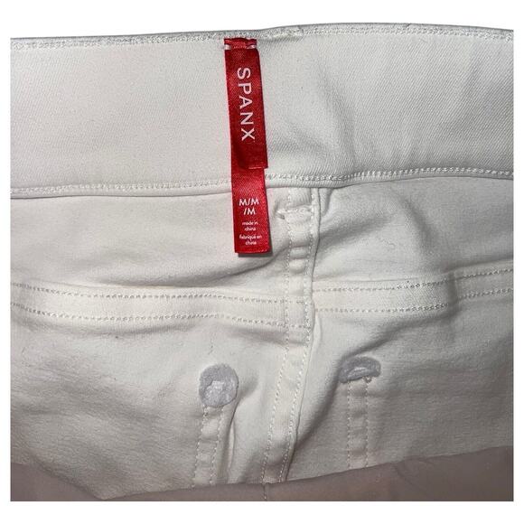 New Spanx Jeggings Womens Medium White Ankle Skinny Stretch Cropped Jeans Pants - Picture 7 of 16